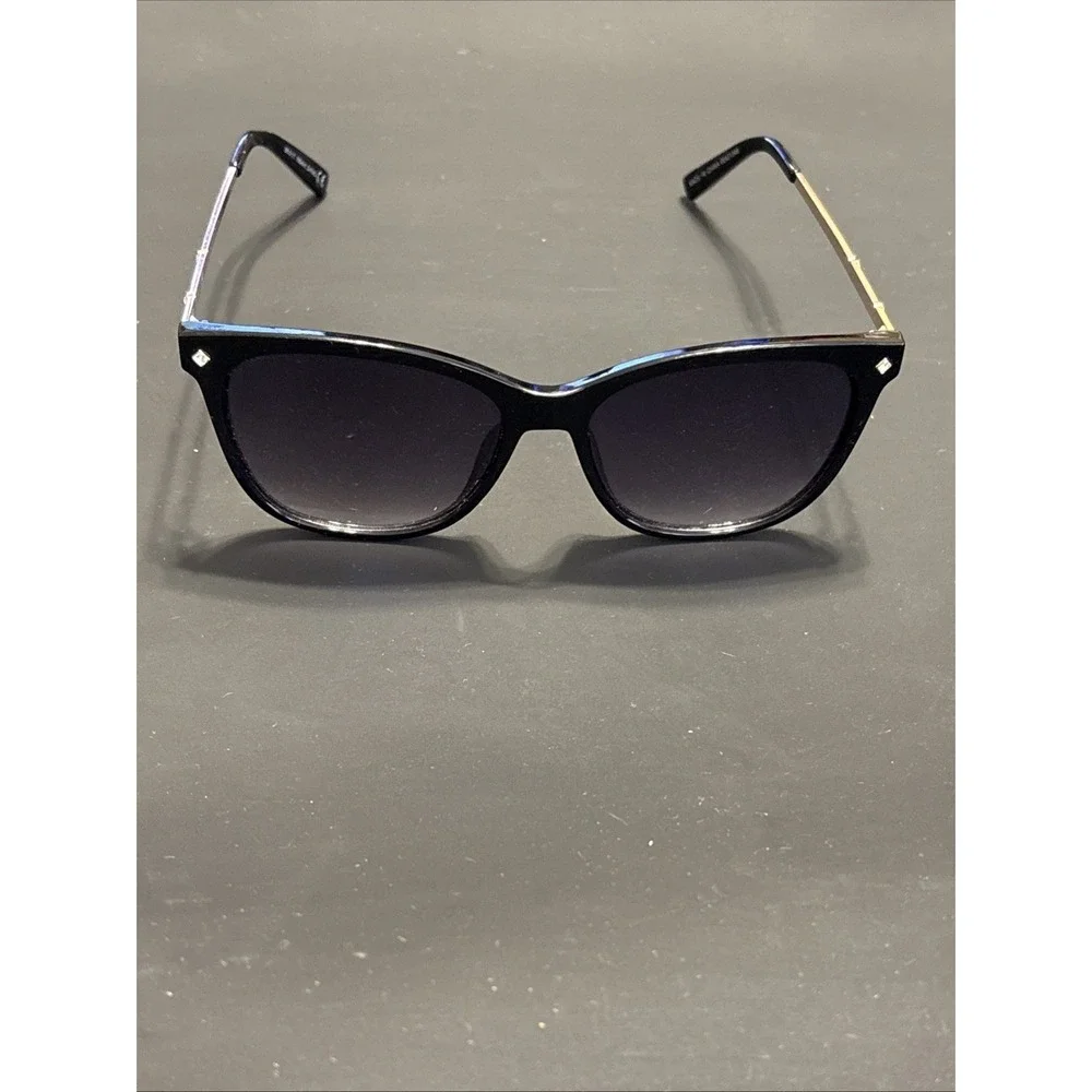 Women's Cat Eye Sunglasses Black Gold Metal Temples CAT 3 Shades